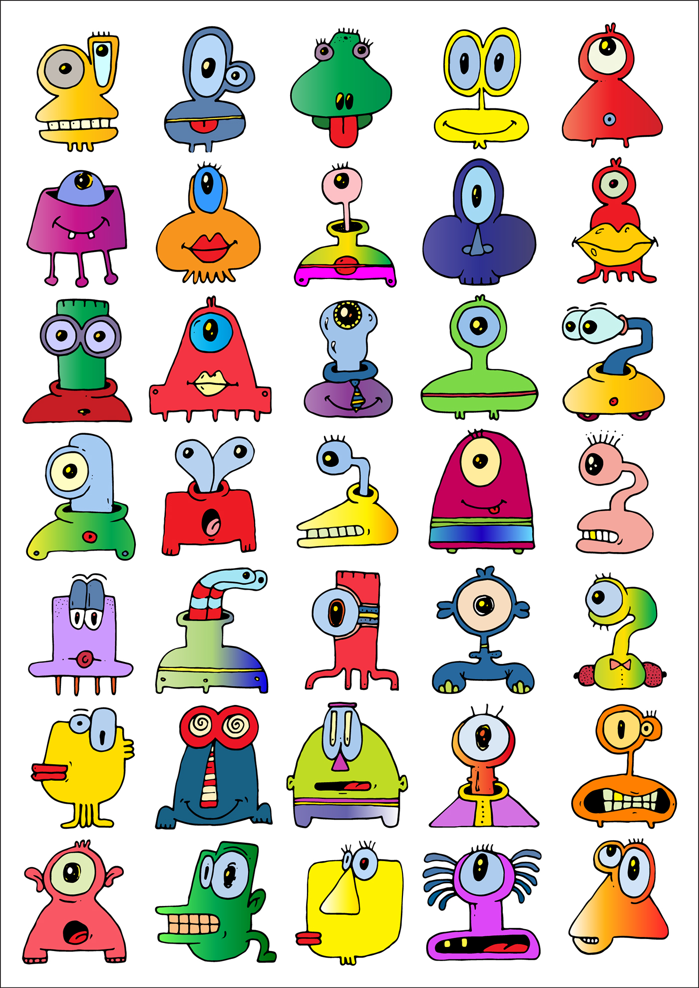 monste  alien creature strange funny colorful silly icons cute cool