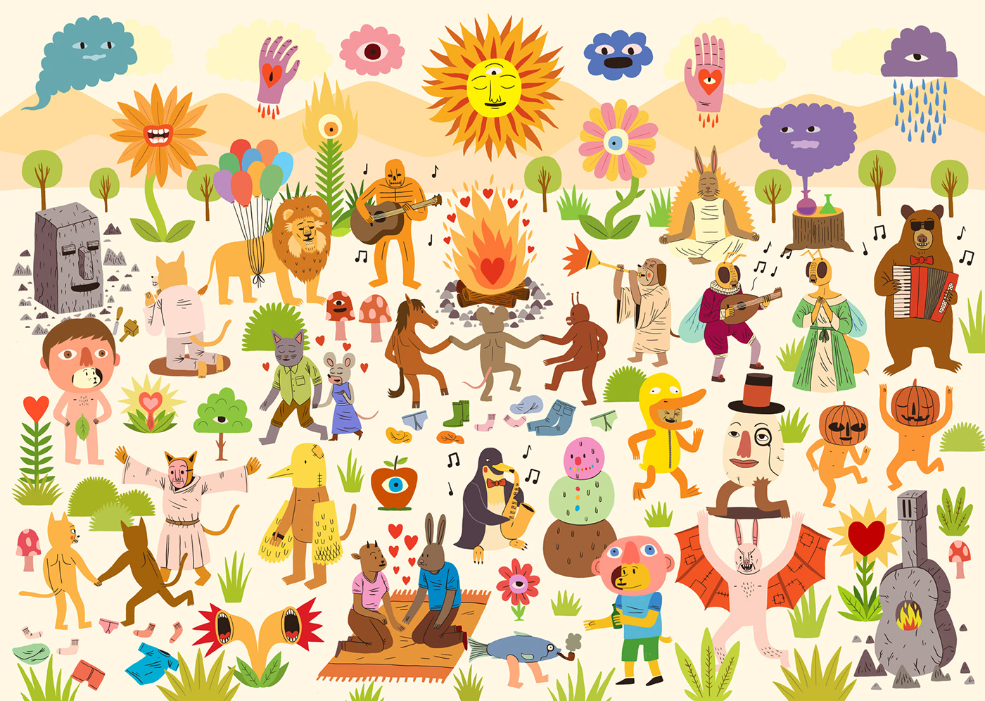 poster  type faces animals  festival  promotional  Cute  lively characters