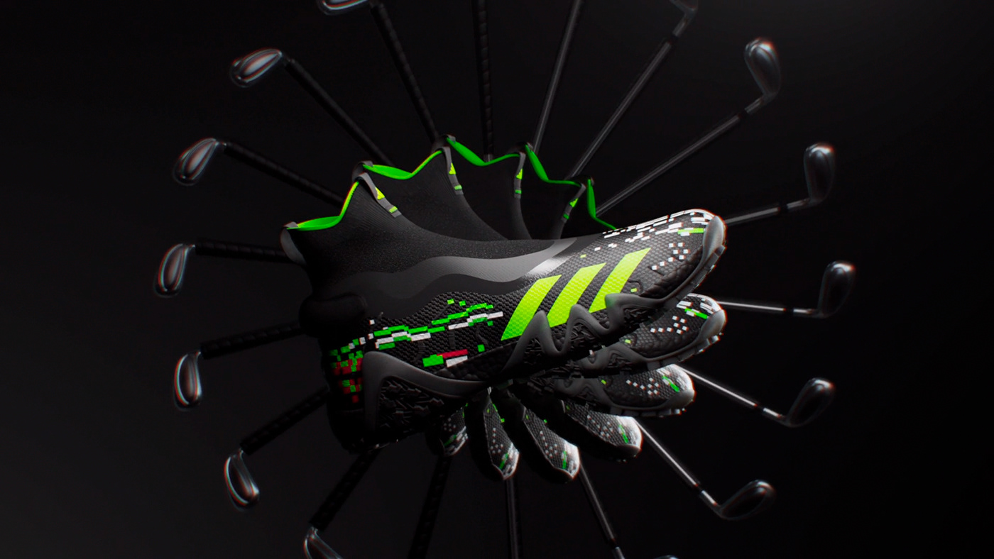 animation  CGI adidas golf shoes shoes design motiongraphics 3D 3dmodeling vray