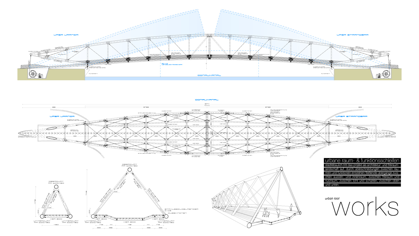 Urban tool vienna urania Linking mobility bridge design connection Connecting special Structural strings