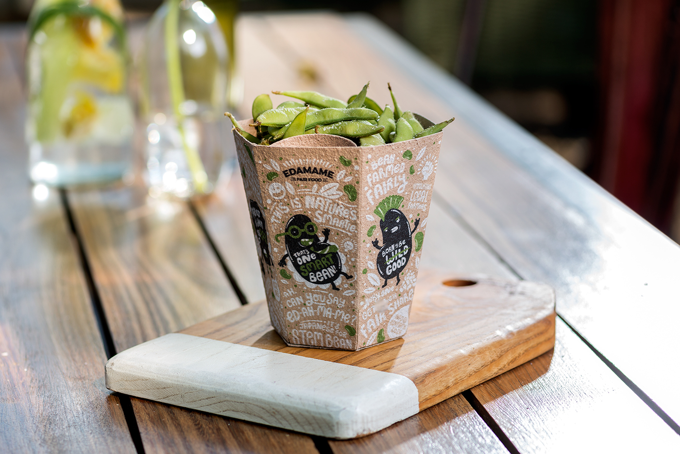 edamame Sustainable paper creative vegetable ink green craft tuktuk takeaway Fast food healthy snack box recycle
