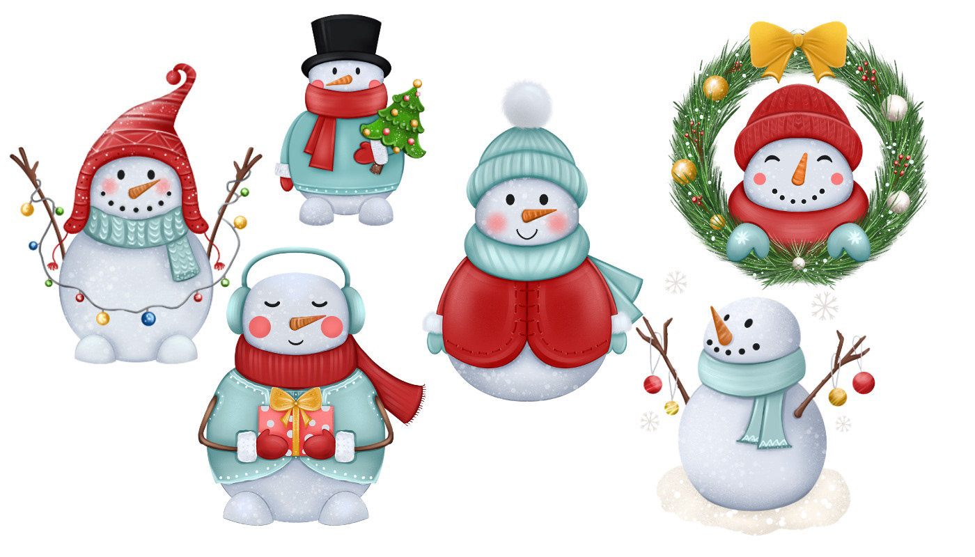 snowman Christmas new year Merry Christmas winter snow ILLUSTRATION  digital illustration