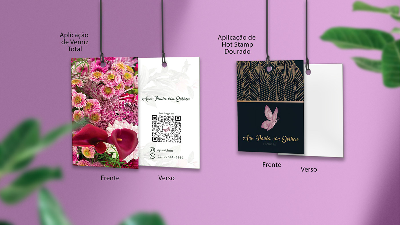 business business card cartão de visitas cycero designer Flores florista hangtag