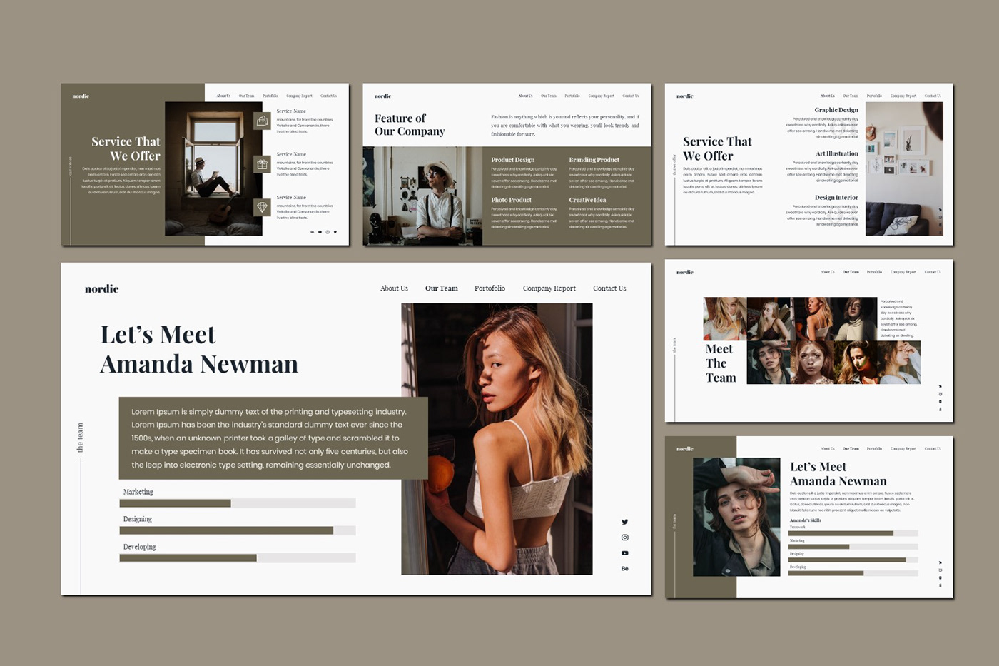 Powerpoint Keynote Google Slides Lookbook webLook Fashion  creative modern Catalogue freebies