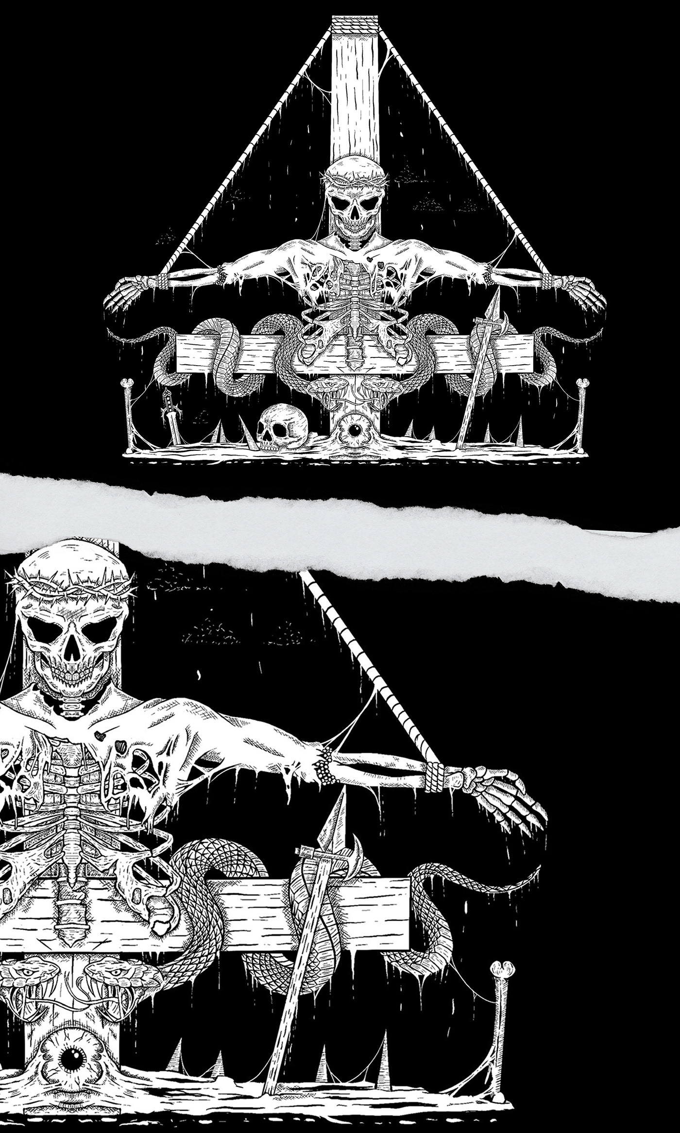 ILLUSTRATION  Digital Art  artwork Character design  dark art dark Deathmetal black and white Blackmetal metalart