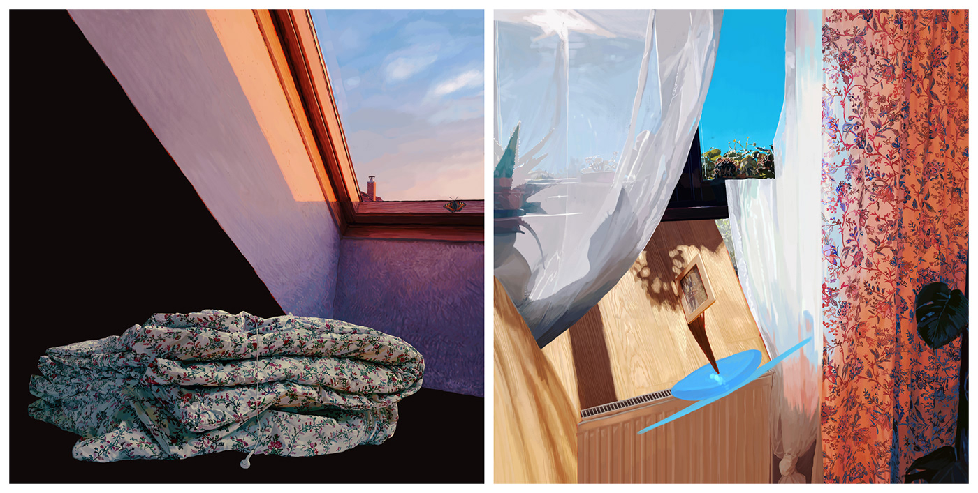 detailed drawing home design Interior Perspective Realism surrealism Window Drawing  Digital Art  digital illustration