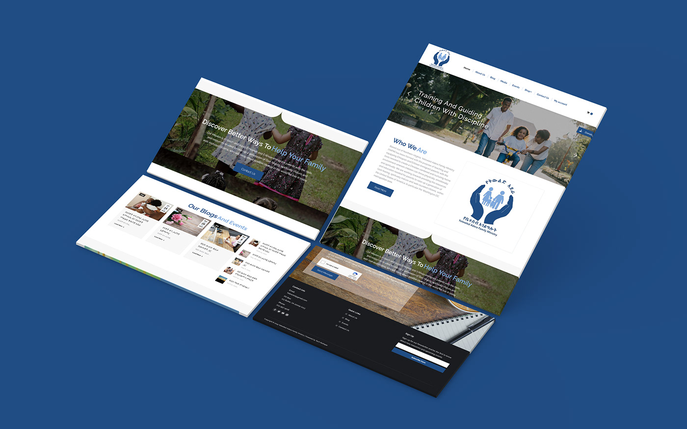 blue branding child care non-profit Website Design