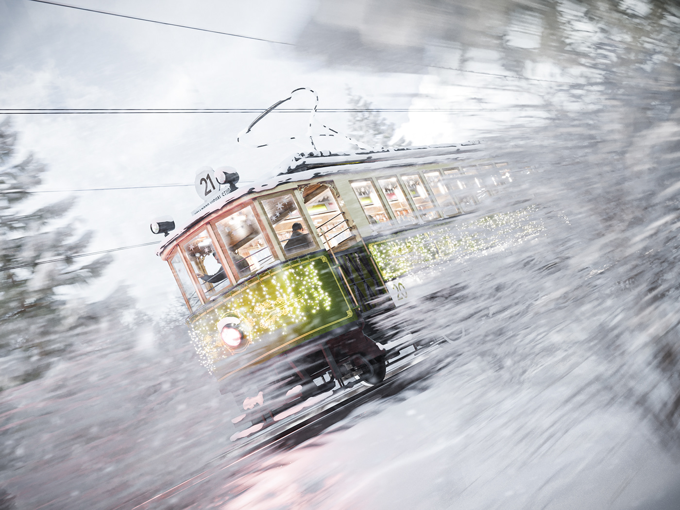 snow tram tramway winter