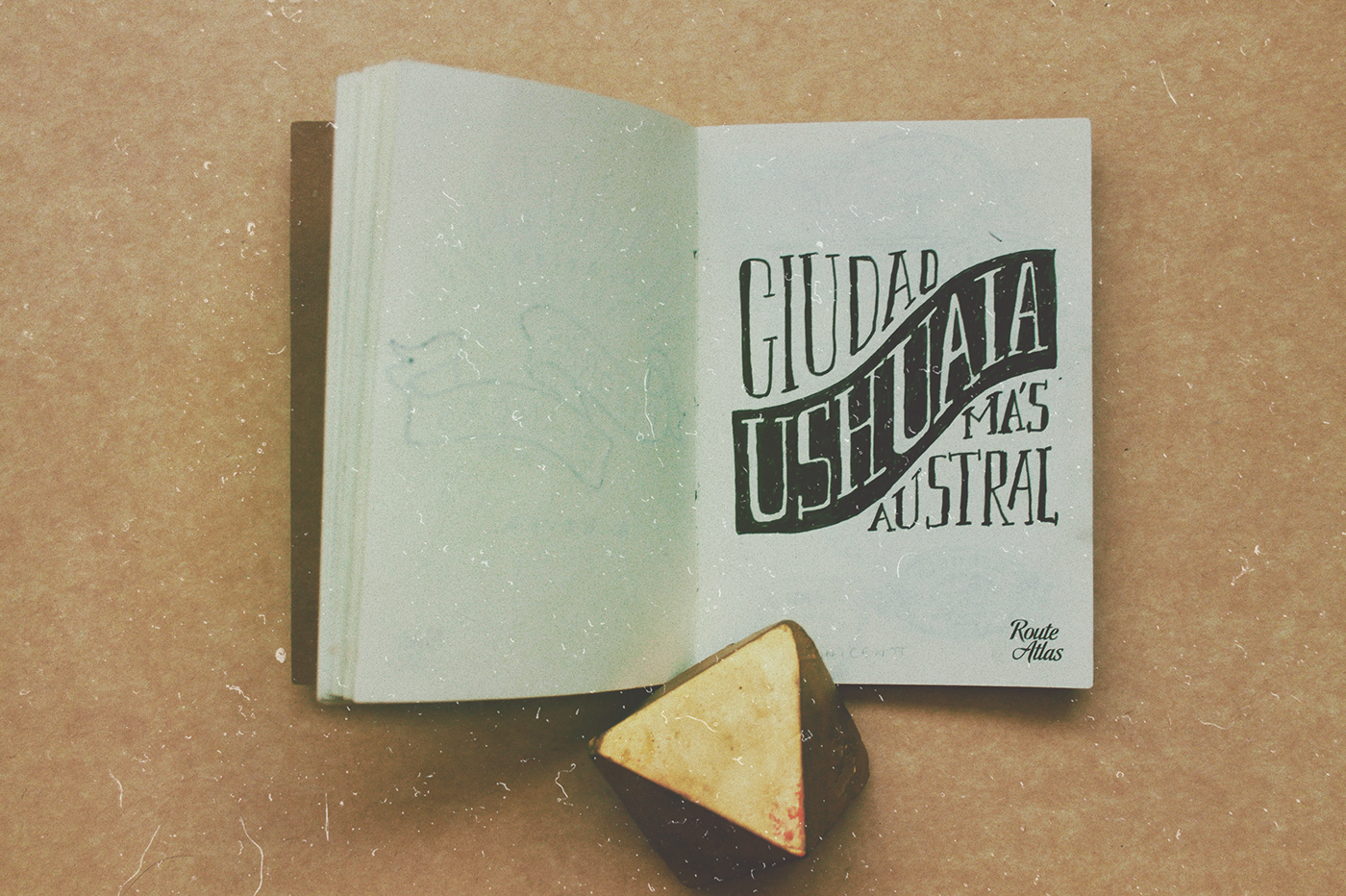 Travel journey notebook Diary south patagonia argentina bariloche ushuaia forest bosque Handlettering lettering handrawn typo