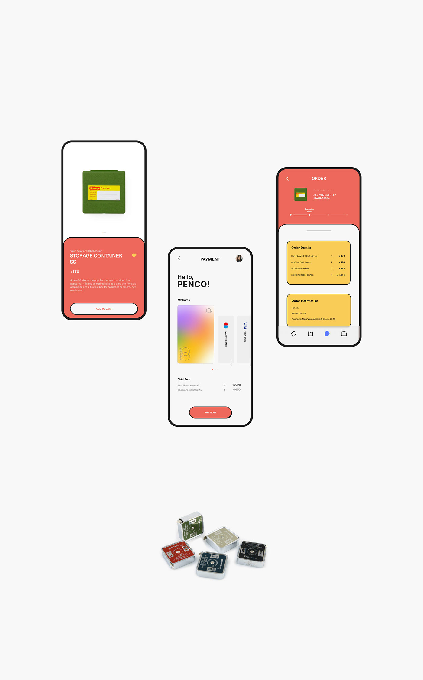 design Penco UI/UX UI app design mobile Figma interactive product xD
