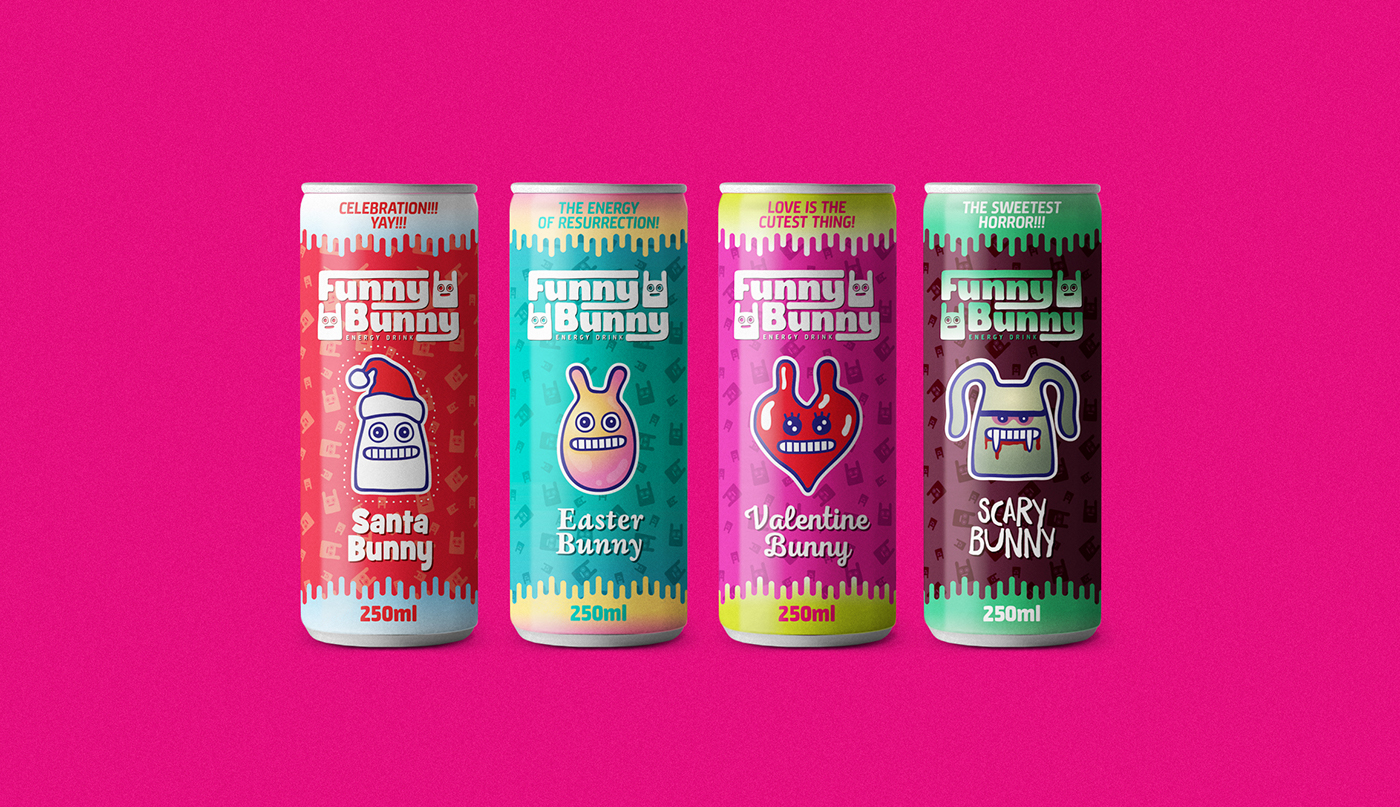 bunny rabbit funny energy drink can soda poster brand mascott cute