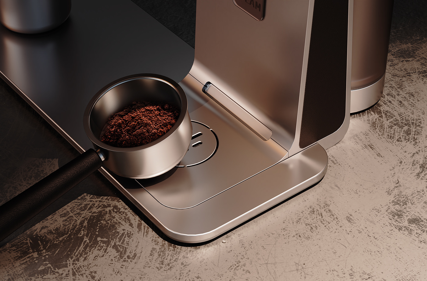 产品设计，工业设计 咖啡机设计 金属大师 3D c4d D·TWO-DESIGN 「一不加点」 工业感 潮流 研磨咖啡 胶囊