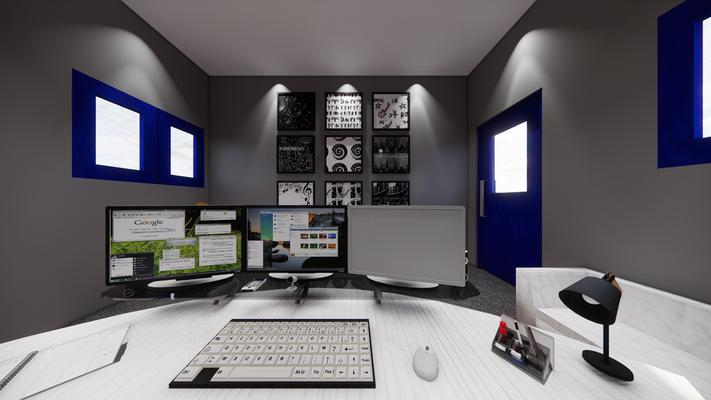 design interior design  architecture Render visualization 3D school doha Film   editing room