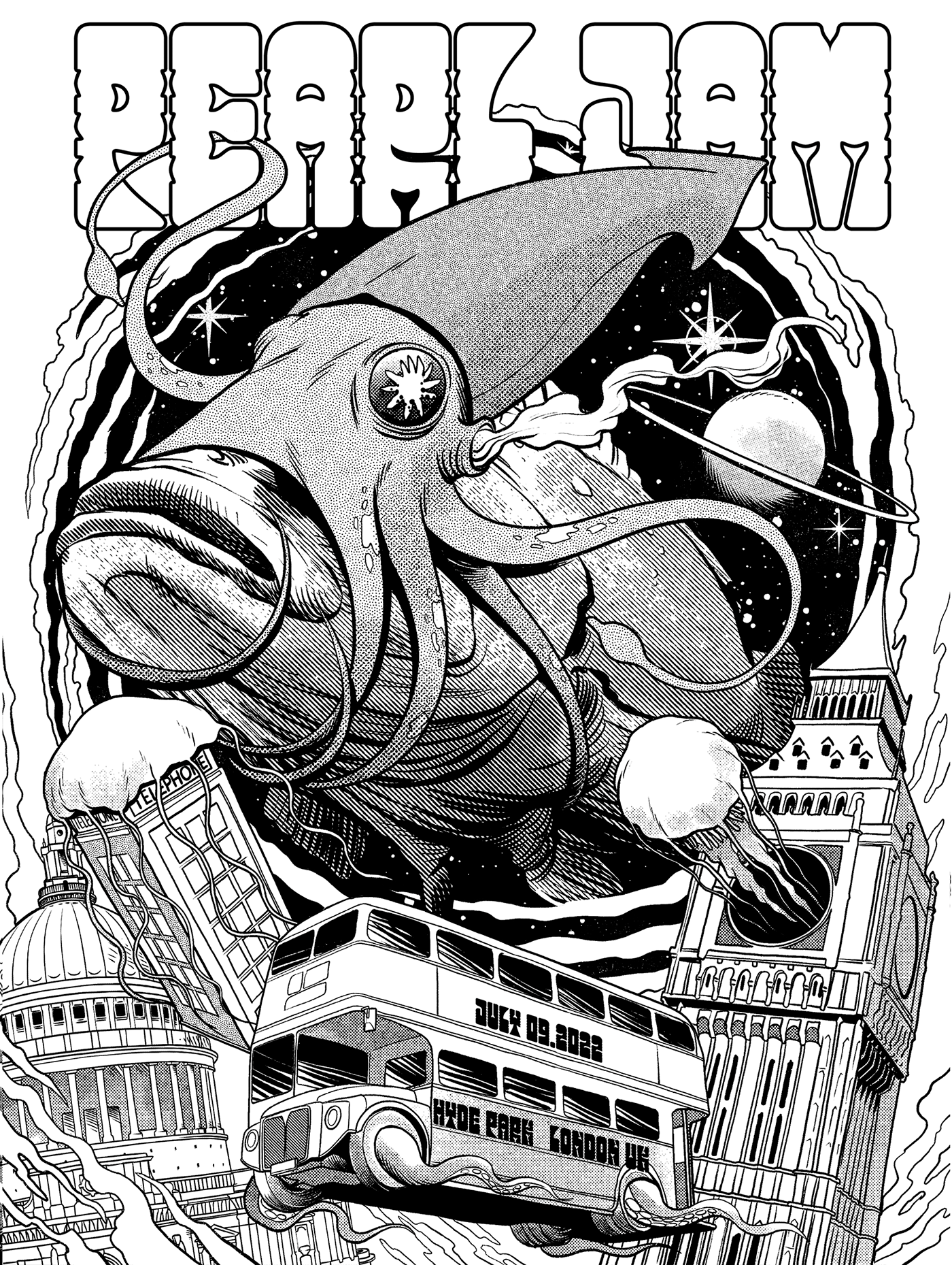 gig poster grunge London monster pearl jam portal poster Space  UK vortex
