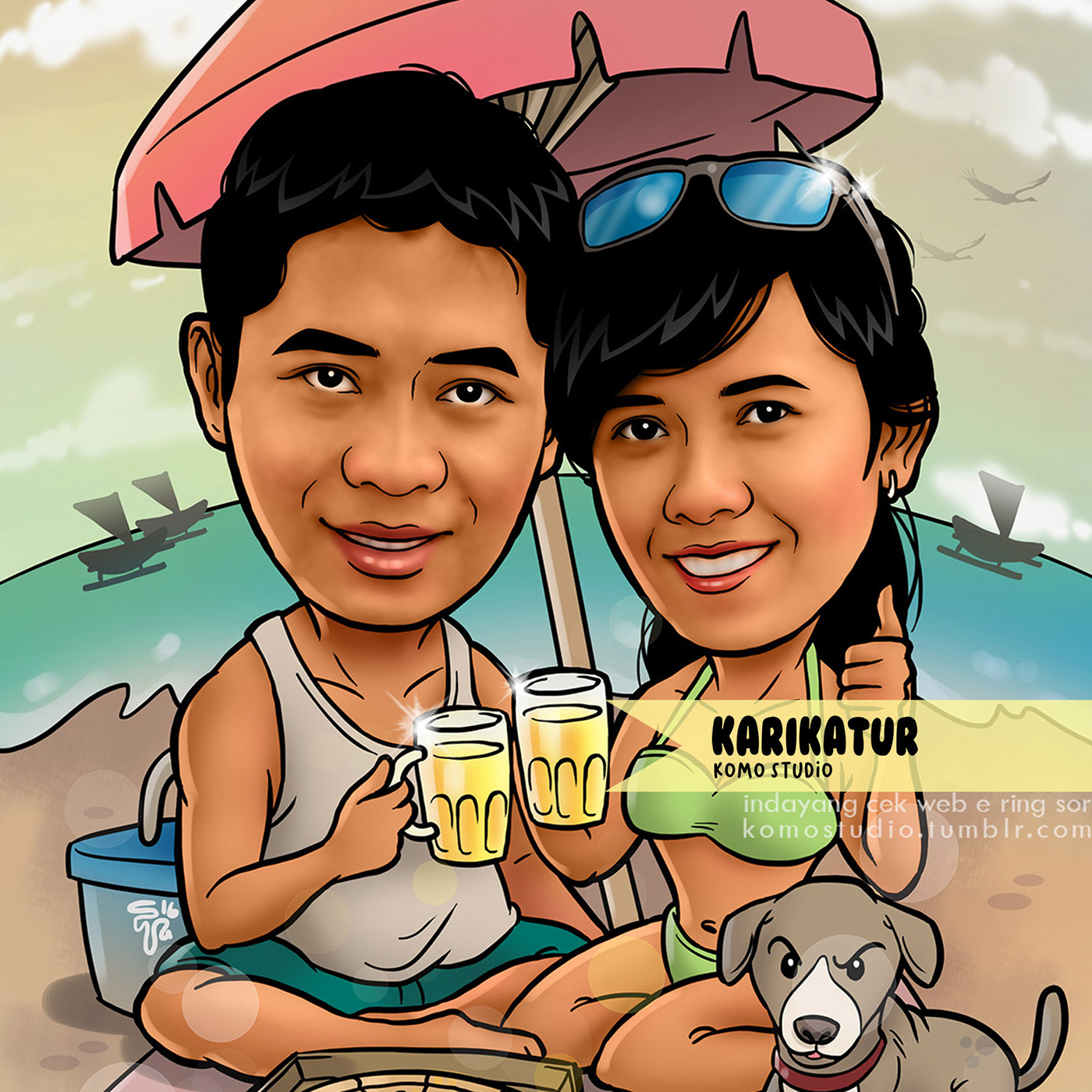 caricature   cartoon Digital Art  artwork ILLUSTRATION  couple