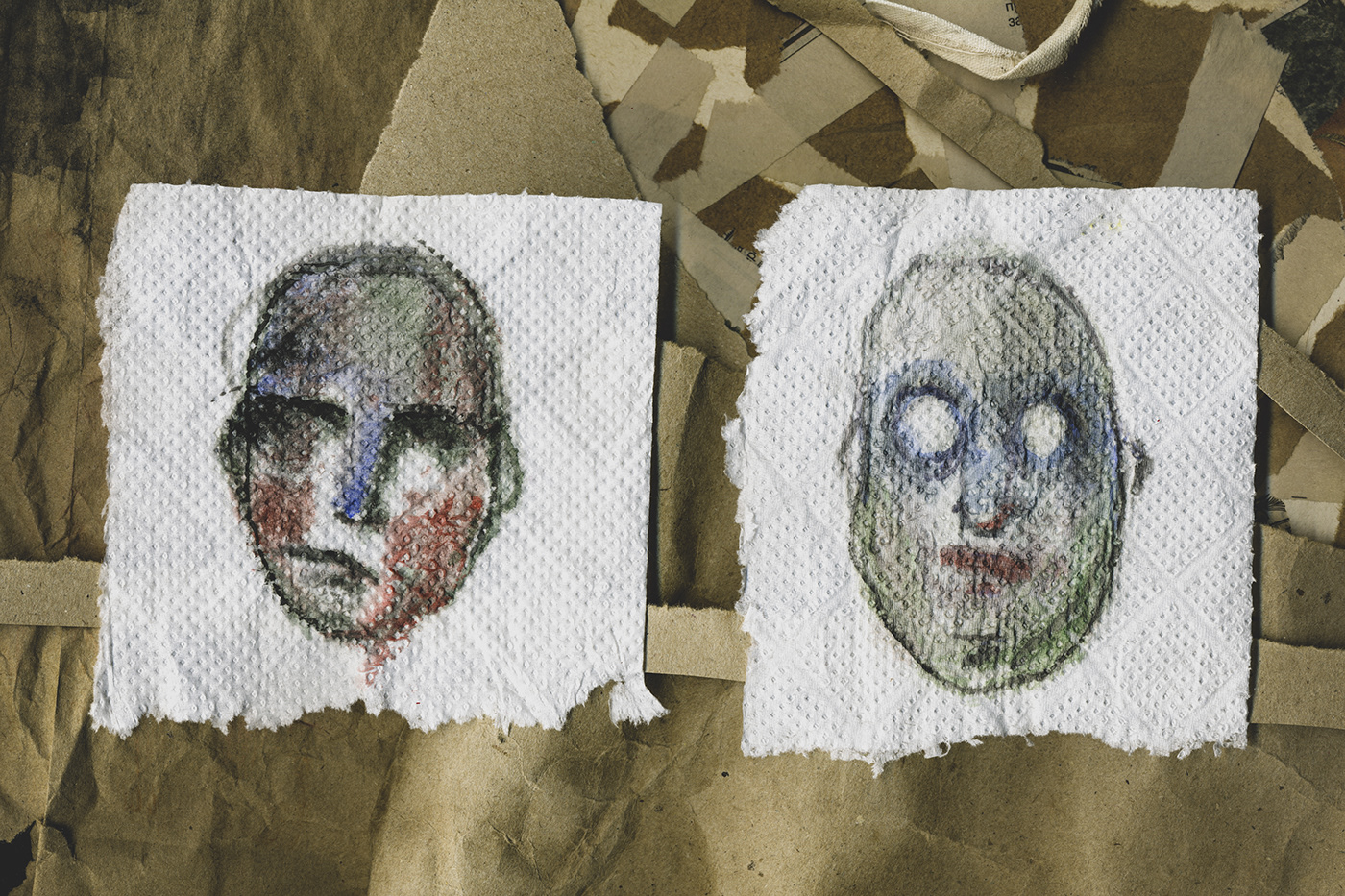 collage concept face horror identity portrait strange vintage visual watercolor
