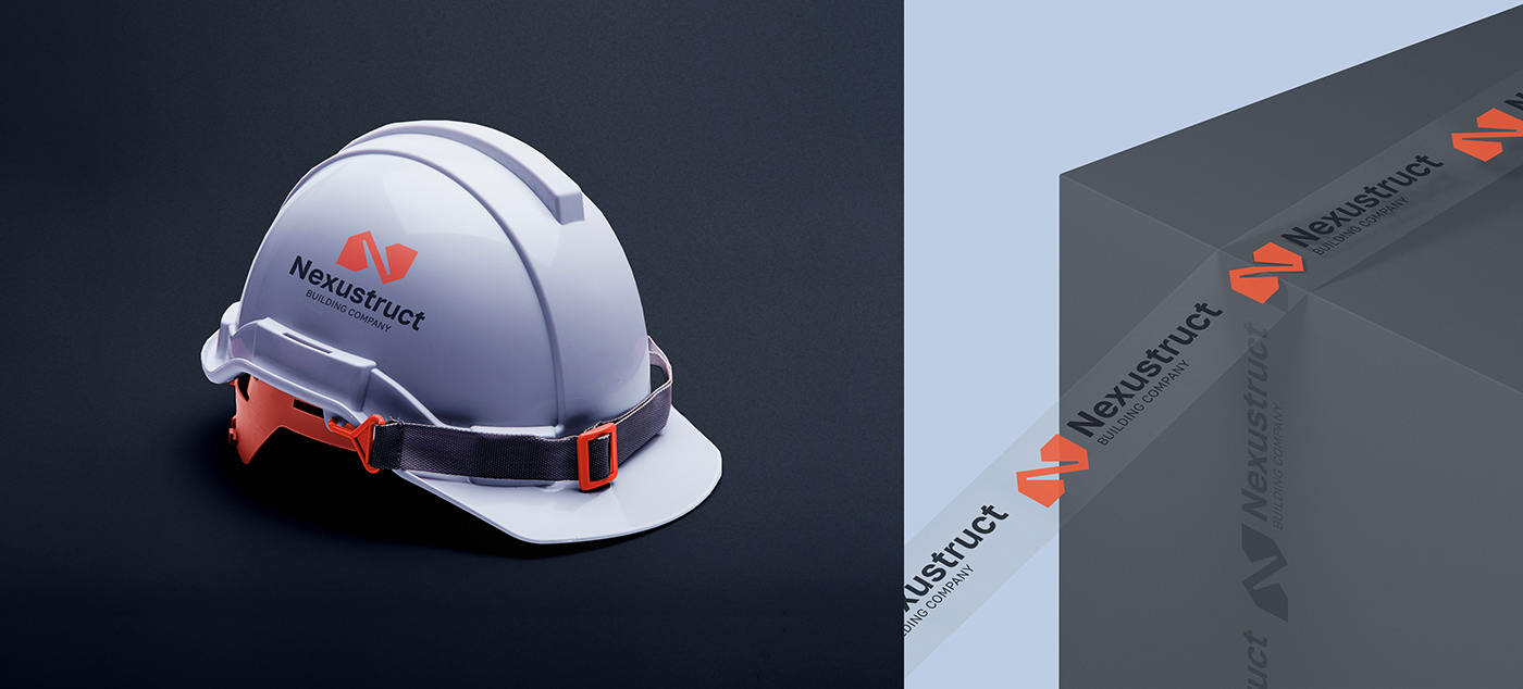 helmet and tape design for construction company Дизайн каски и ленты для строительной компании