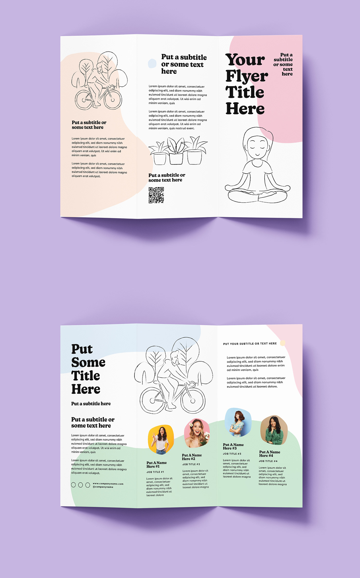 template print tri fold pamphlet leaflet design colorful handout asset