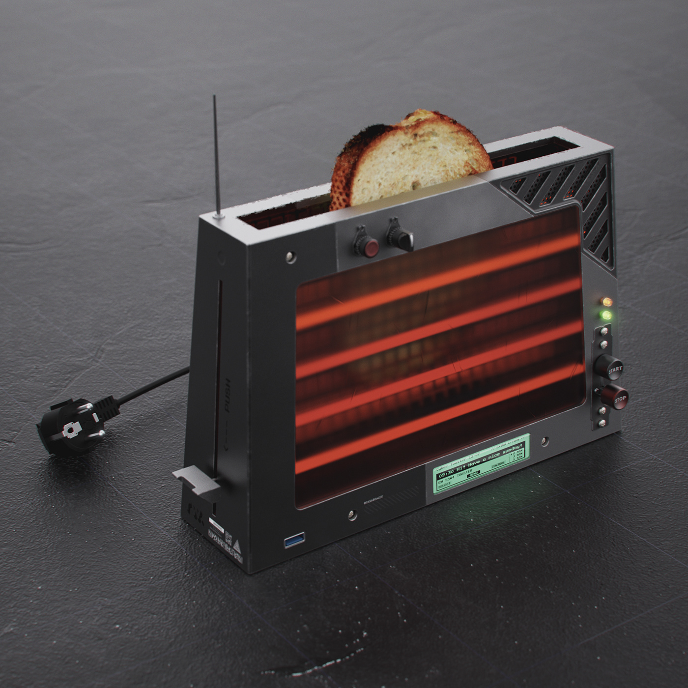 concept Cyberpunk device industrial design  keyshot Neoretro Renderweekly Solidworks toast toaster