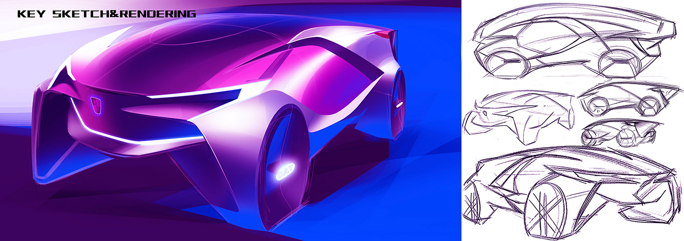 automotive   car cardesign sketch rendering Alias Roewe SAIC industrialdesign design