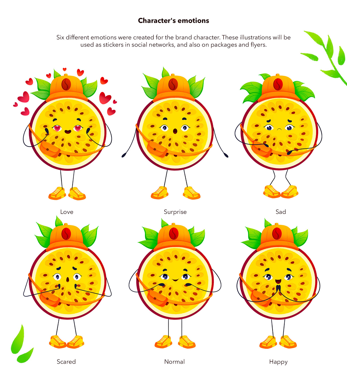 brand character Character design  cartoon character Mascot Packaging ILLUSTRATION  Fruit food illustration coffee shop Brand Design