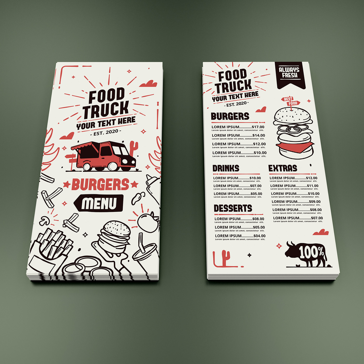 banner buochure burger menu design flyer food flyer food menu Food truck food truck menu leaflet poster