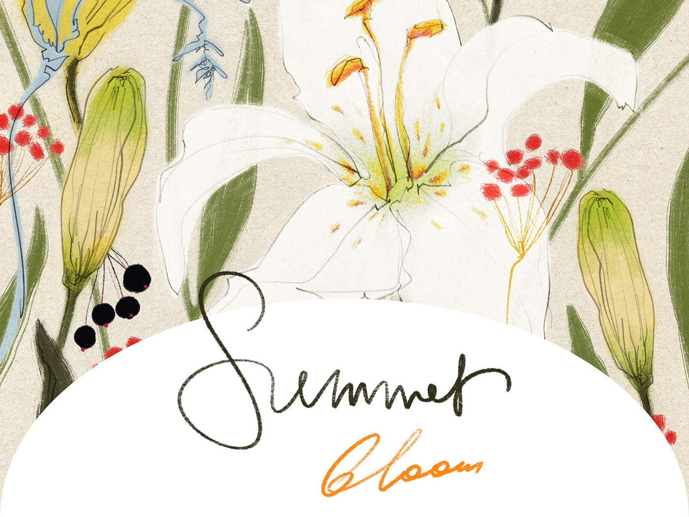 bloom botanical digital illustration fashion event flower frame greeting card summer
