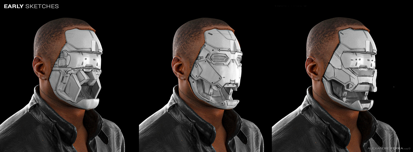Cyborg head Helmet robot bot design