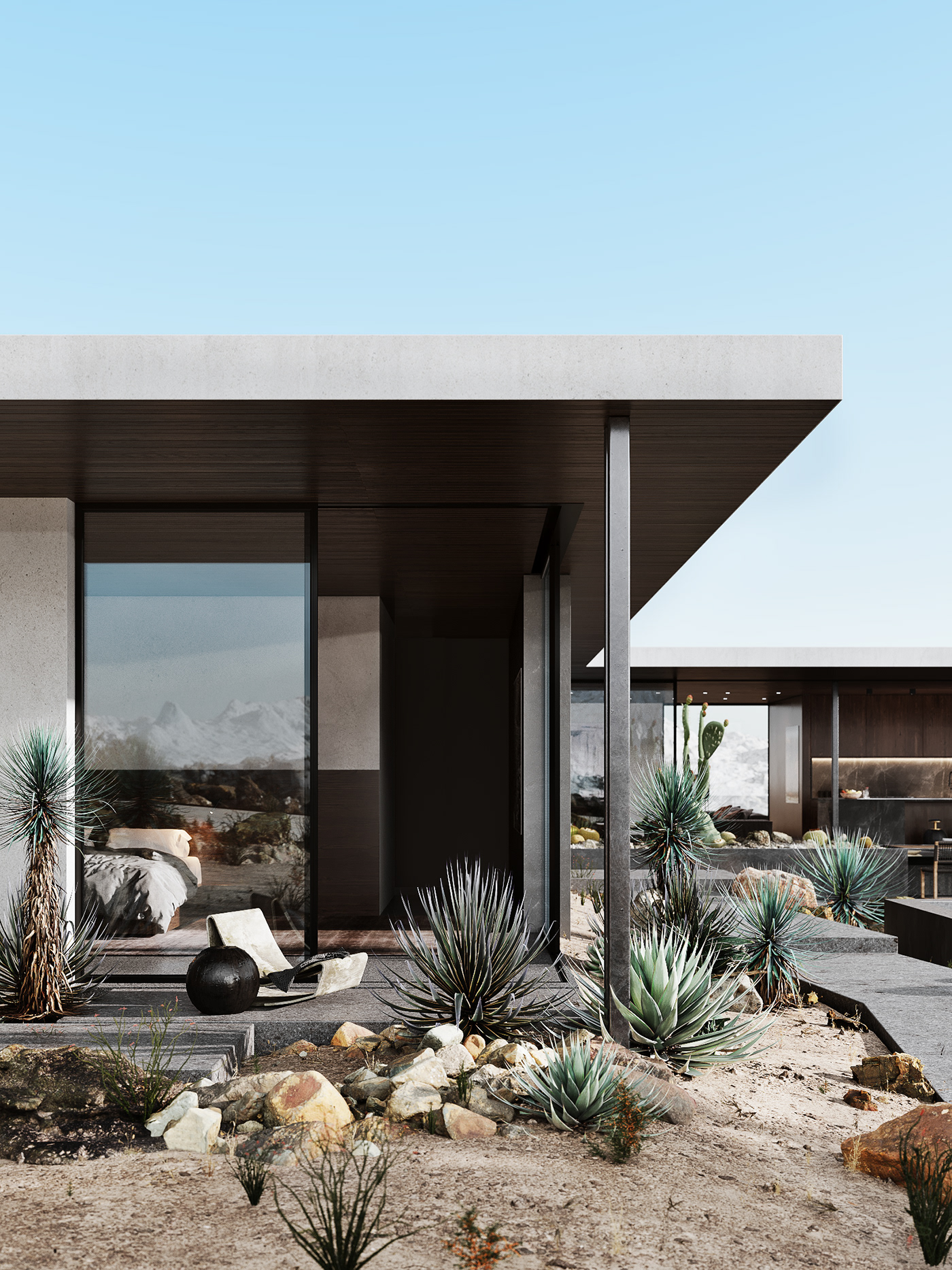 corona architecture design 3d max CGI desert Villa caaaactus