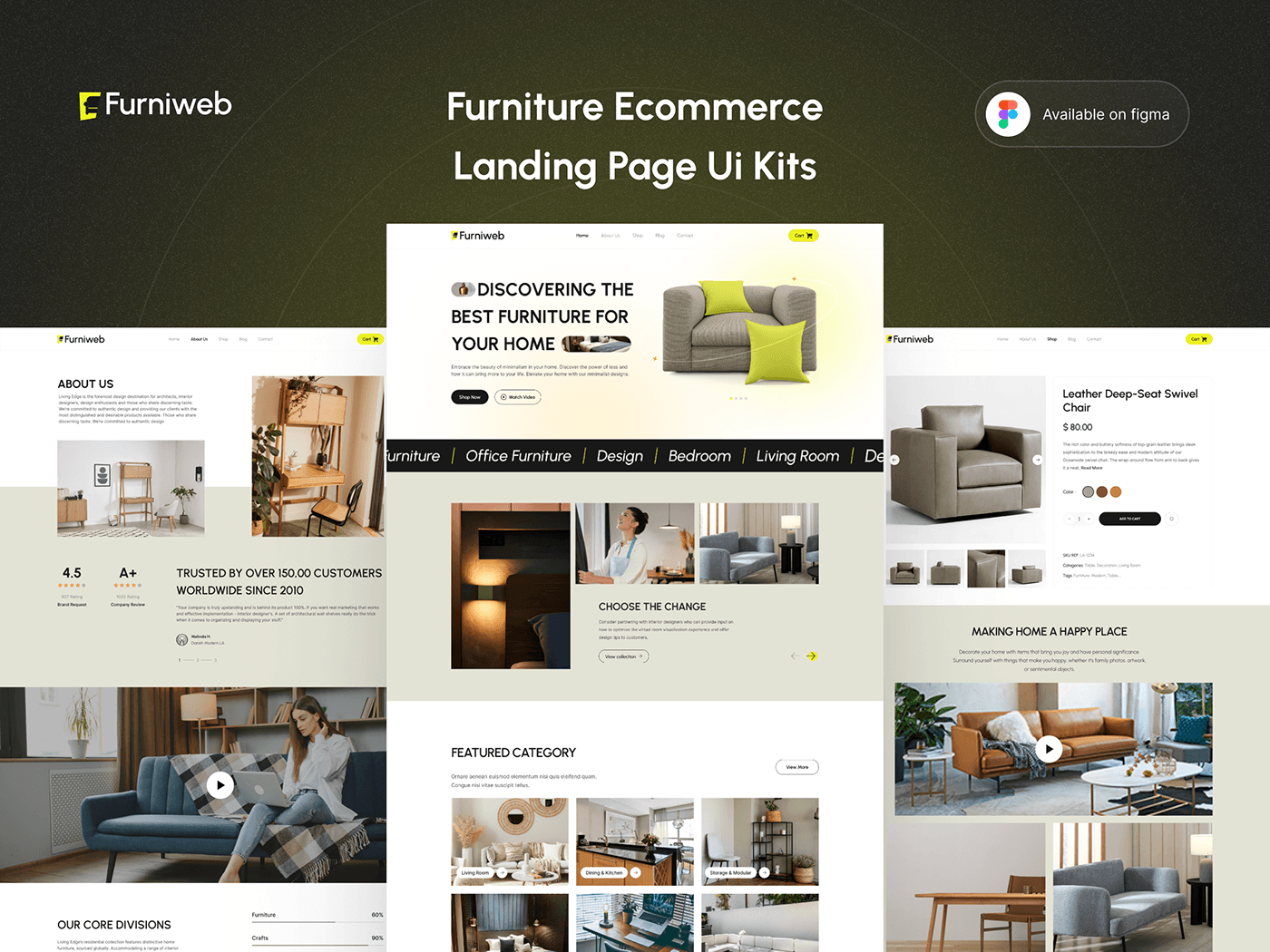 Furniture Landing Page ecommerce landing page furniture ecommerce website online store e-commerce landing page design Figma UI/UX Furniture Website