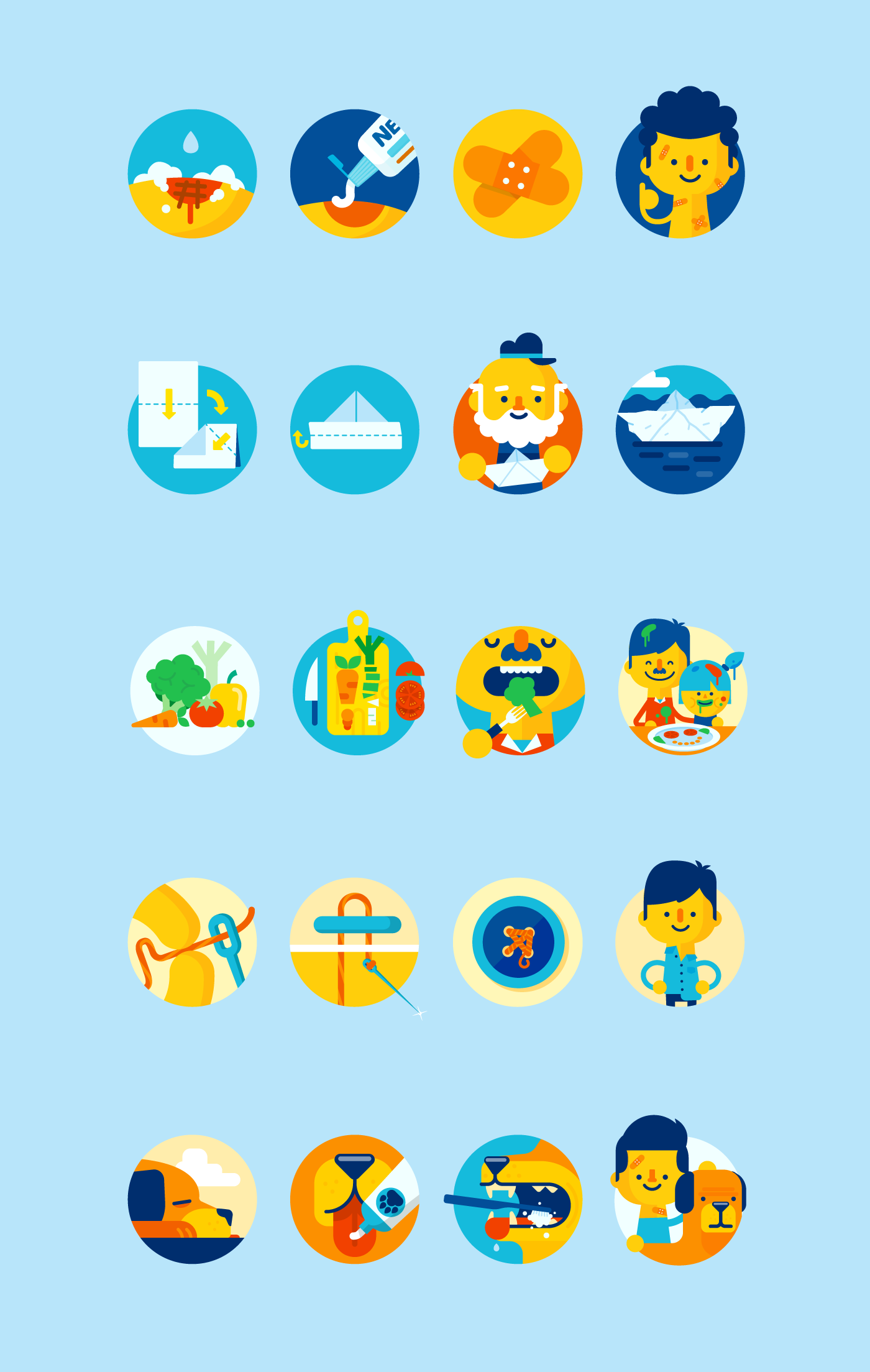 patswerk vector Character Bike dog Sailor cooking colorful Fun flat design flat Icon icons motion