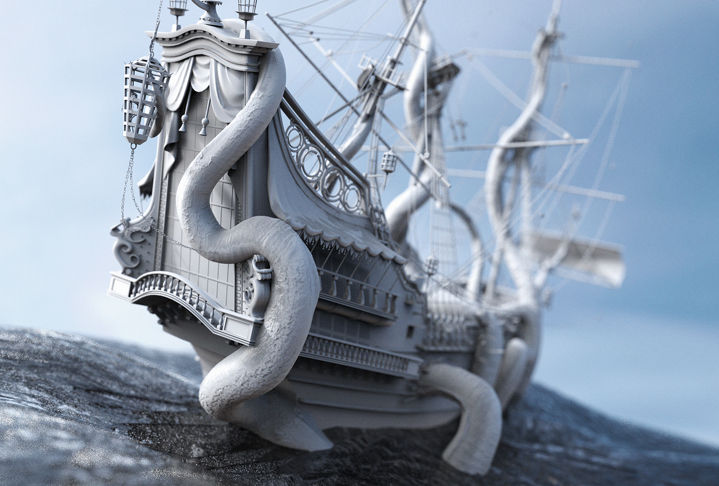 ship galleon c4d cinema 4d vray V-ray concept art 3D 3dsmax z-brush