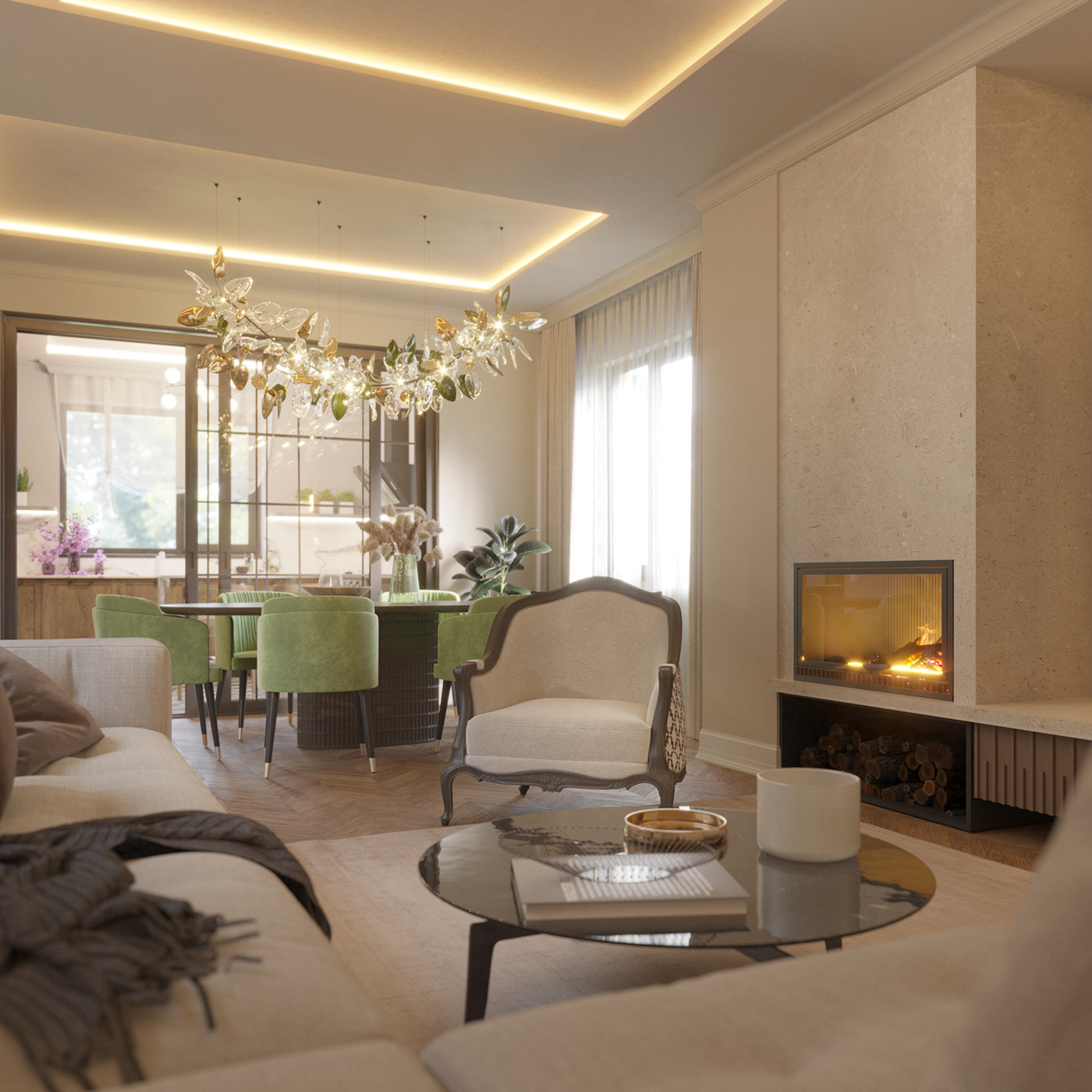living Interior 3ds max Render visualization interior design  corona modern 3D living room