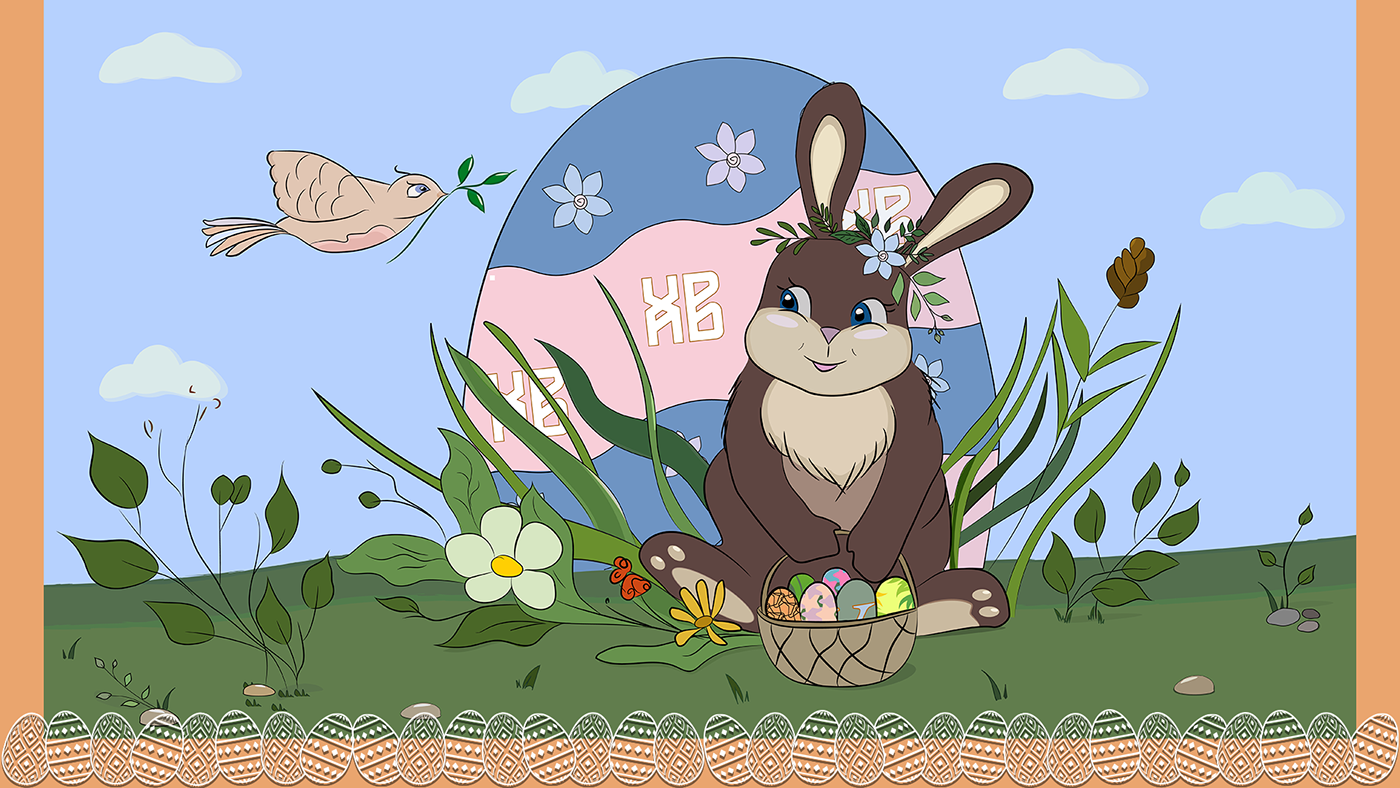 art artwork Digital Art  digital illustration Drawing  Easter ILLUSTRATION  rabbit vector Vector Illustration
