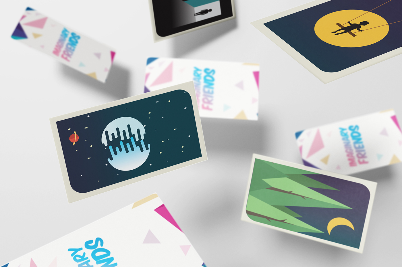 card game card graphic design  flat imaginary friends design