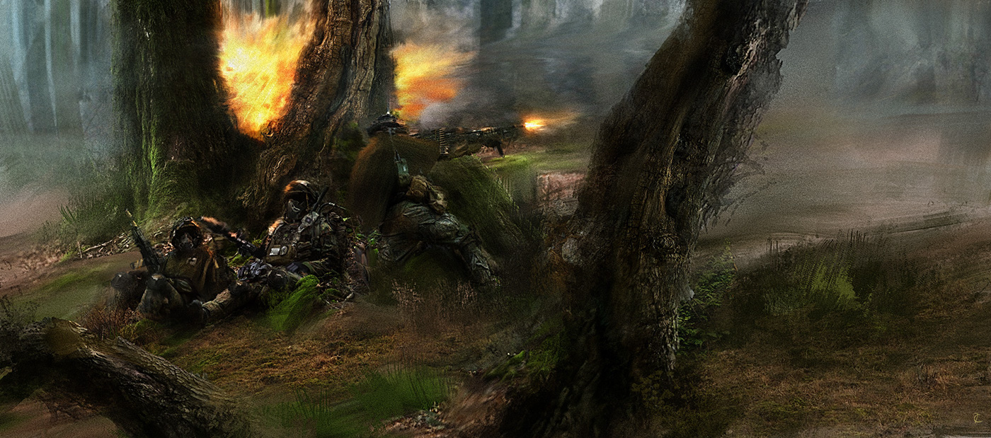 keyframe Cinema game cinematic concept design concept art warfare Military War special forces blast