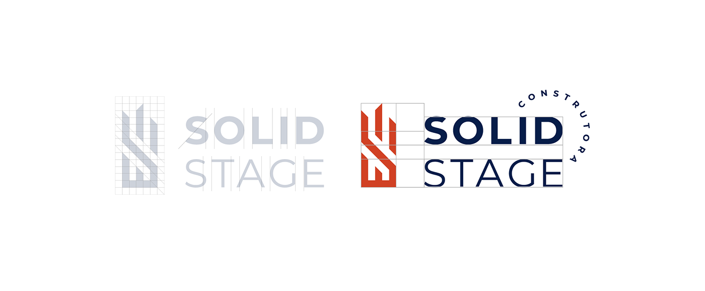 construction company logo Logotipo Solid Stage brand visual identity construction visual brand