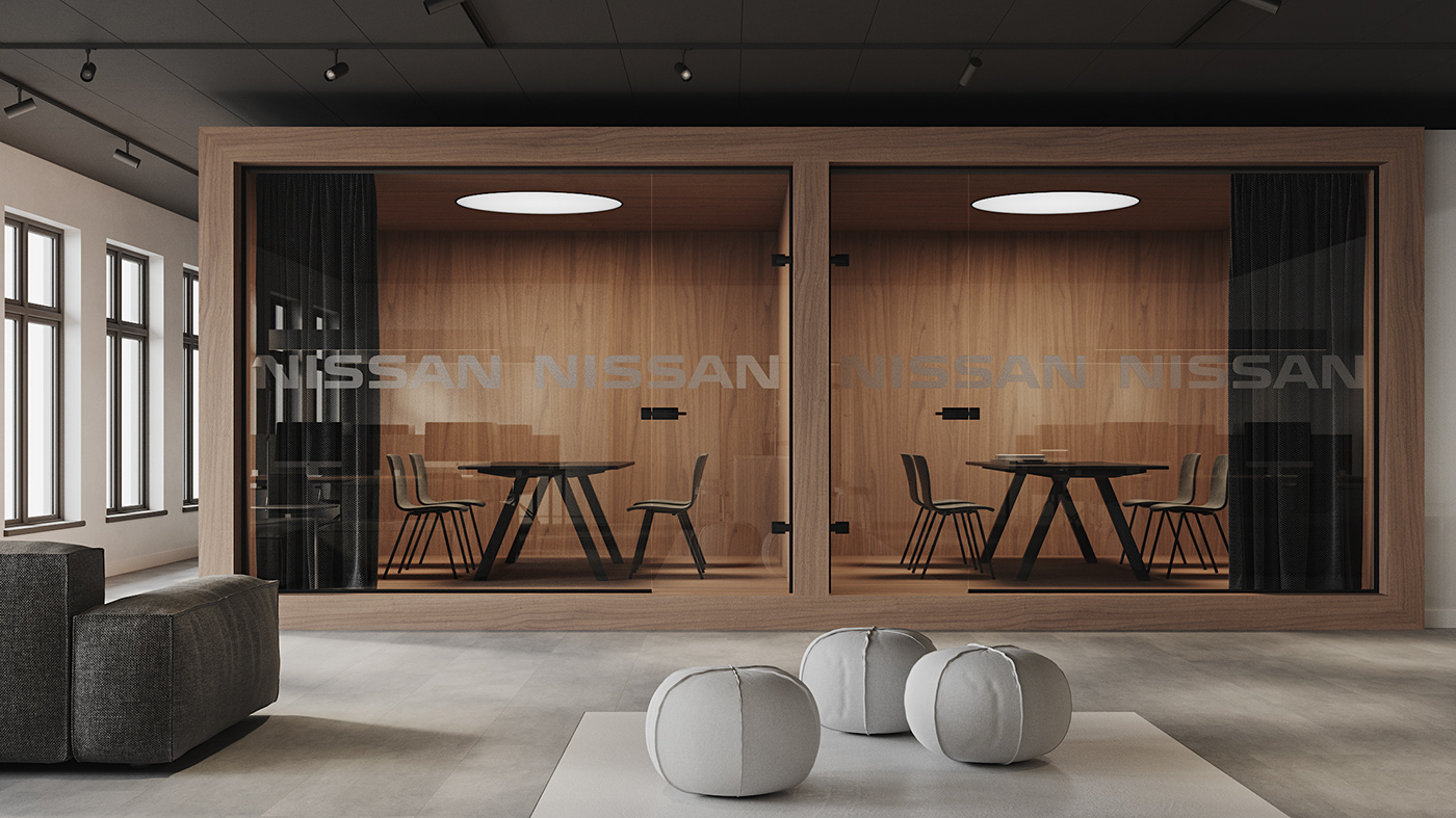 concrete Minimalism Office Design Office interior openspace wood
