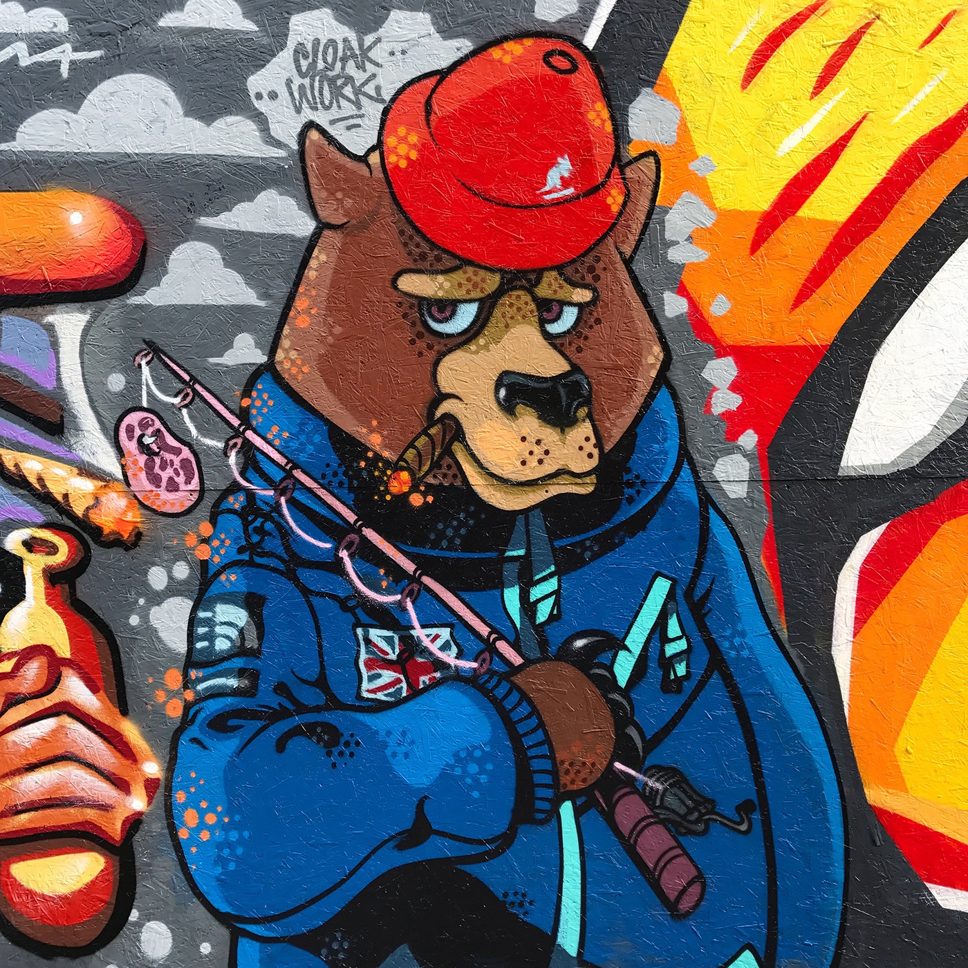 Spraycation spray London kuala lumpur Graffiti ILLUSTRATION  Character queens guard beef eater bear