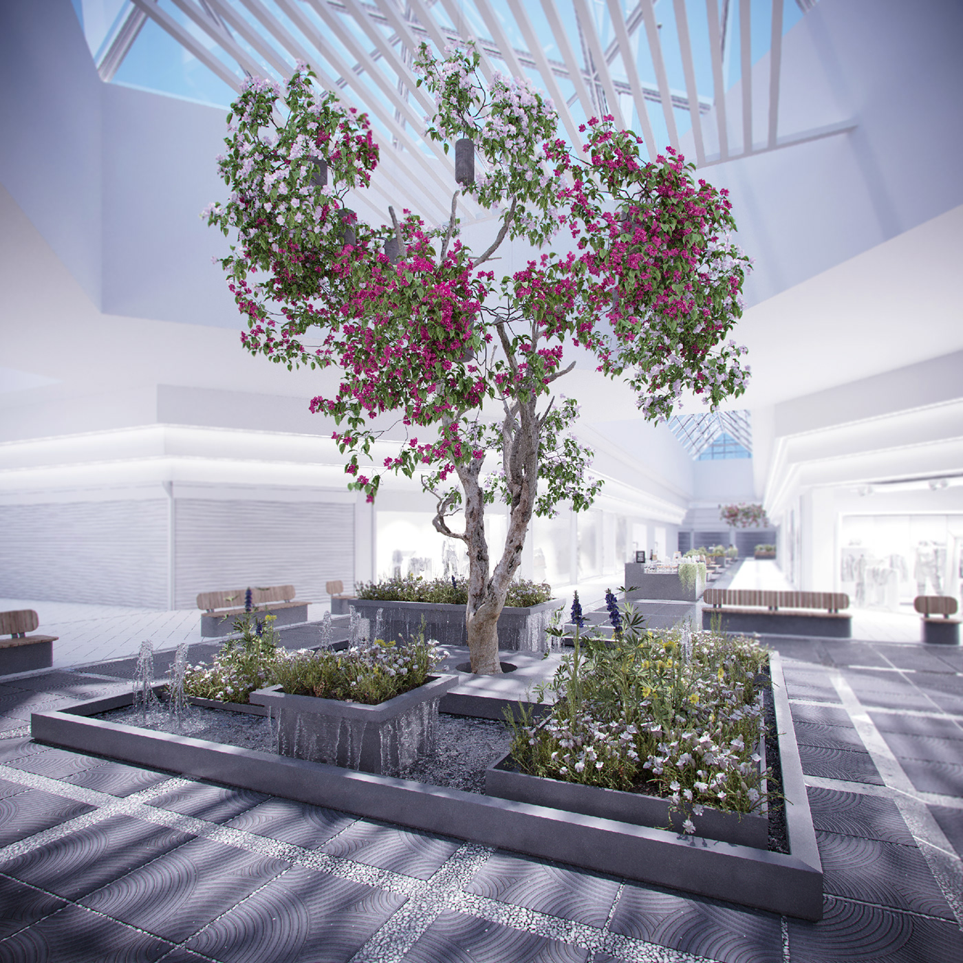 3D architecture corona render  Flowers interior design  Nature Render Shopping Tree  Vizualization