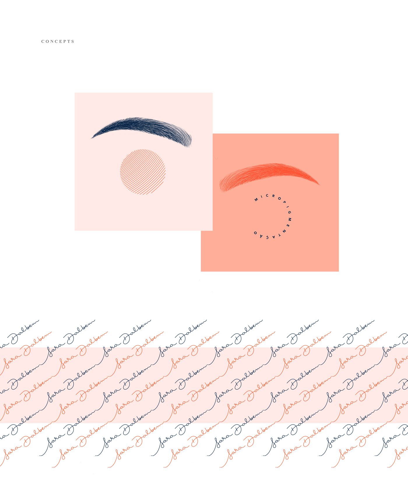 visual identity branding  orange salmon eyebrow beauty makeup lettering handwritting logo