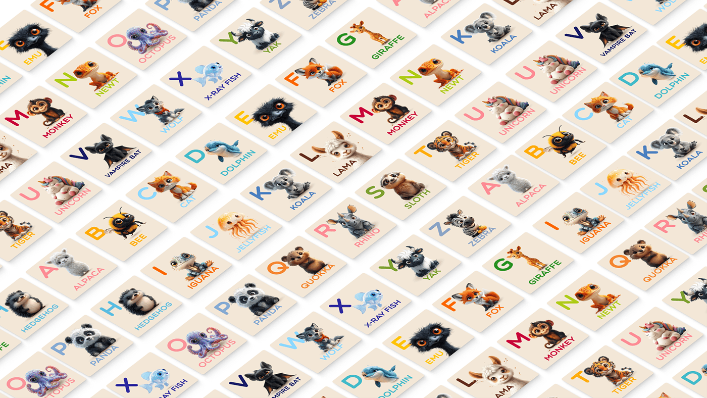 animals illustration Cards design kids game For Kids animals cartoon design cards english language alphabet design