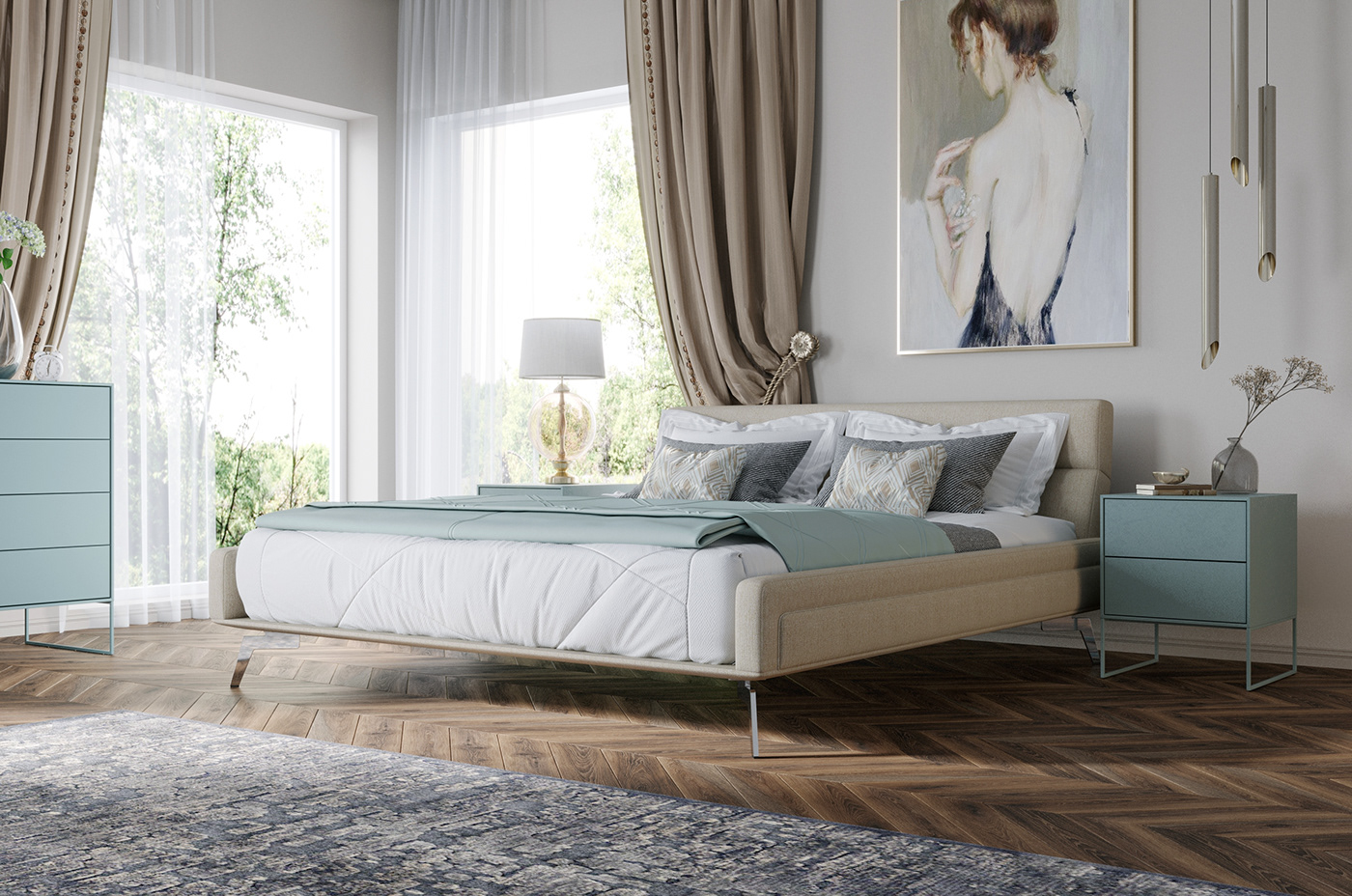 3d max bed bedroom corona design design interior Interior living room paint painting   Render rendering sofa sofa design visual visualization