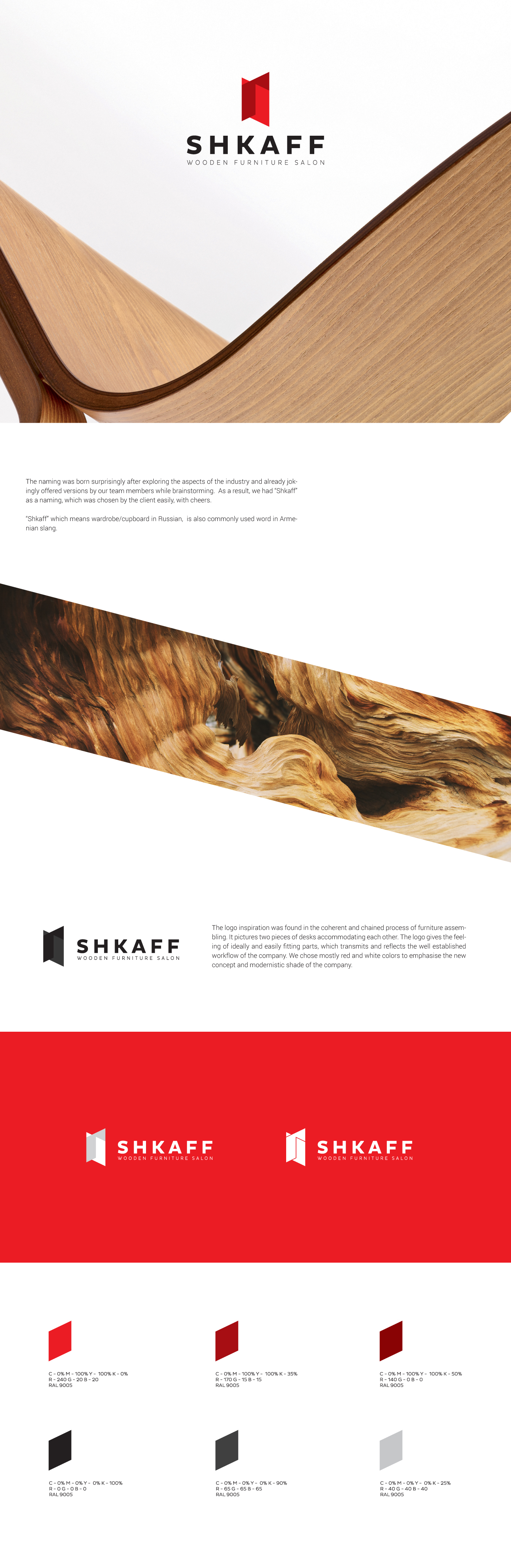 shkaff logo furniture wood modern red cupboard shop salon Minimalism