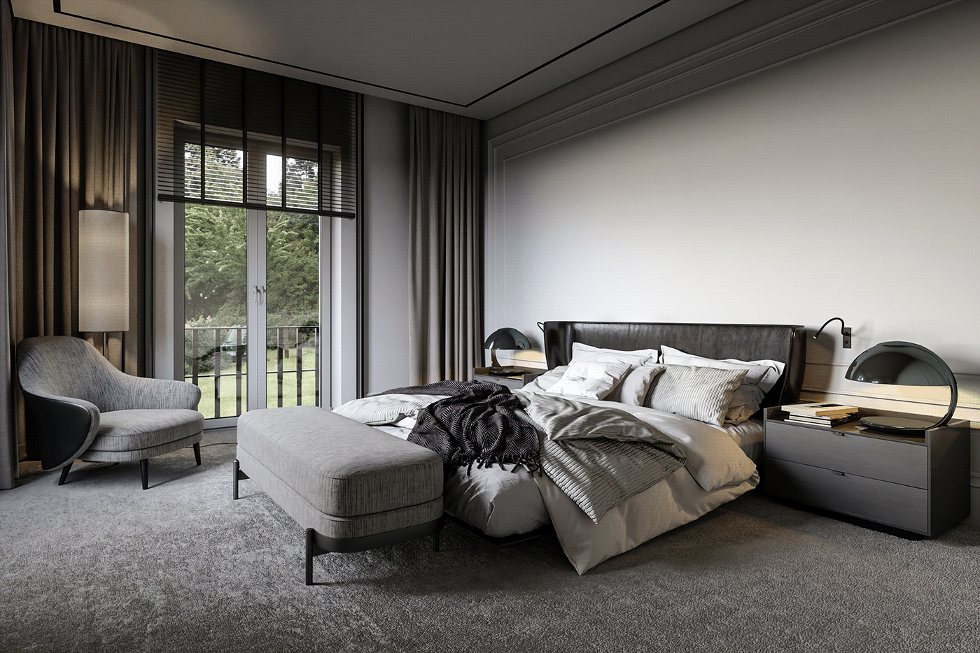monochrome grey black minimal masculine archviz interior design  visualization Render FStorm