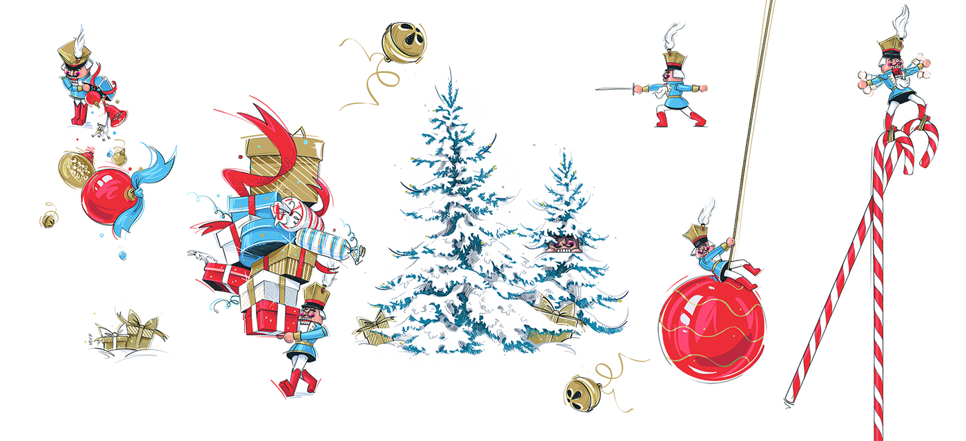 Nutcracker Christmas christmas Tree Presents Christmas Art concept design jingle bells Castle fairytale