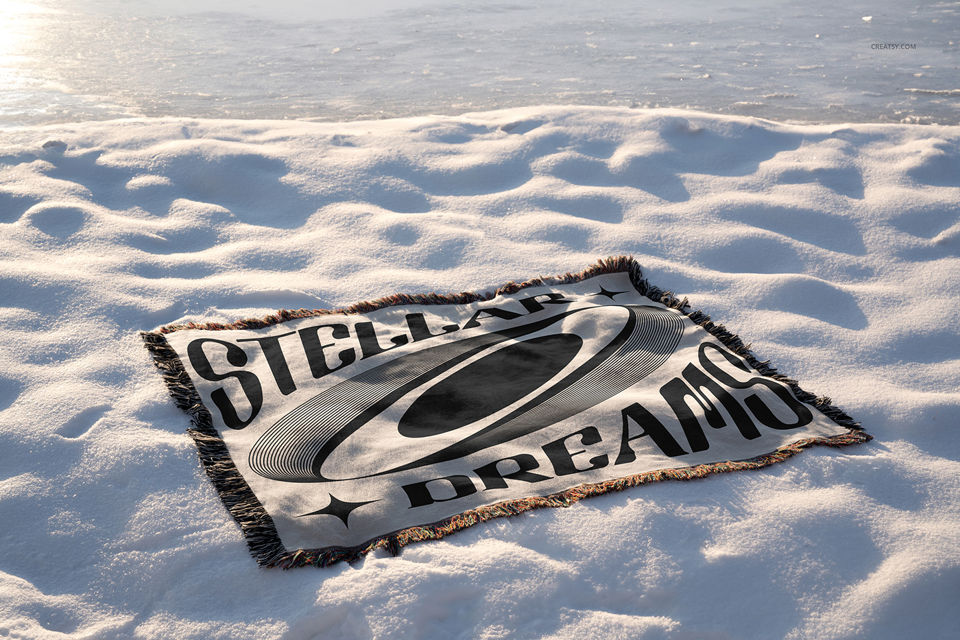 mock-up Mockup mockups template creatsy Throws snow blanket Textiles Outdoor