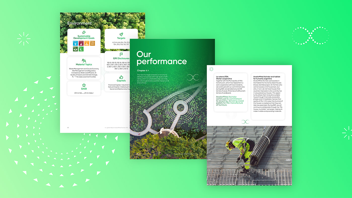 Inside pages of ArcelorMittal Acindar's Sustainability Report