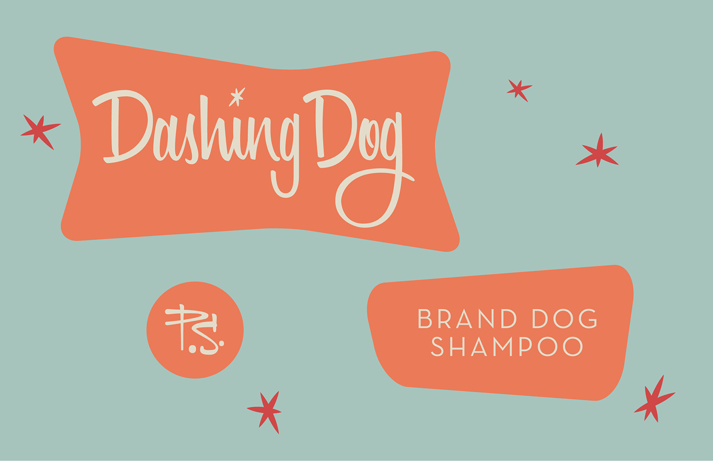 brand identity shampoo dog mid-century modern Mid Century modern surf rock ad advertisement Brush calligraphy logo