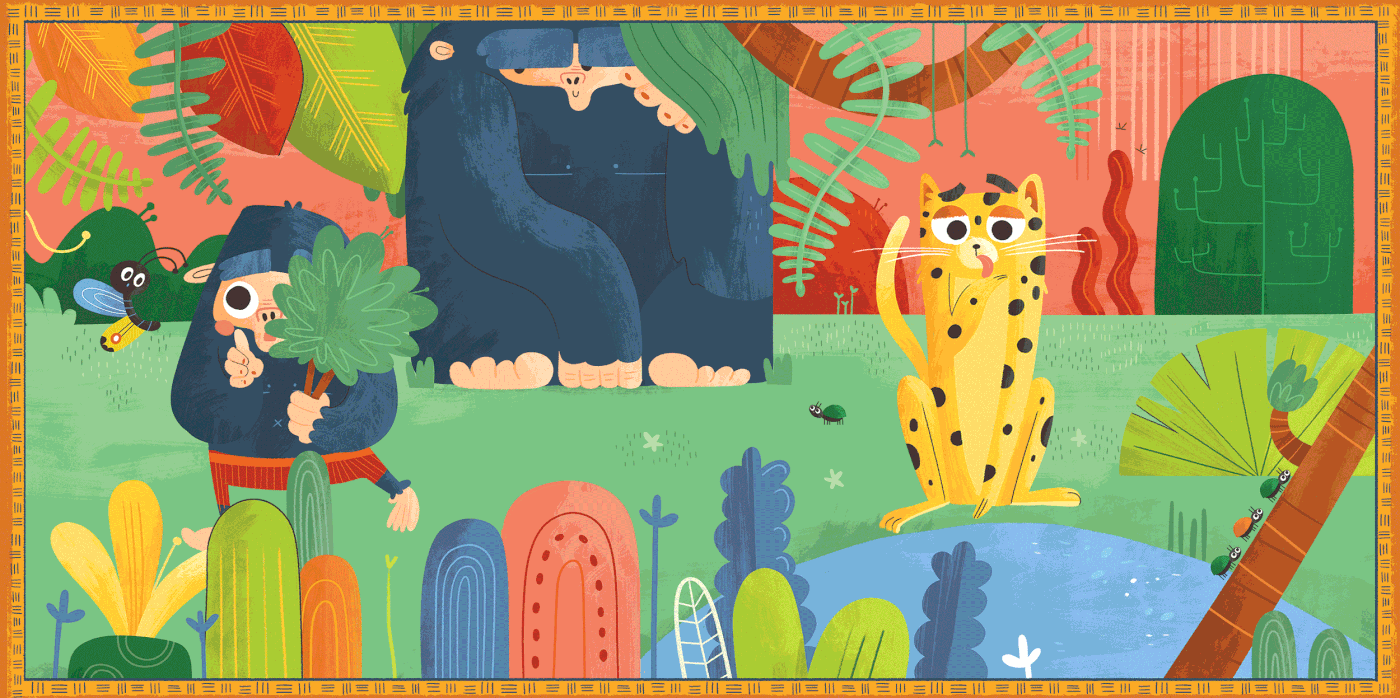 book children's book cartoon jungle Castle dragon Princess gorilla animals